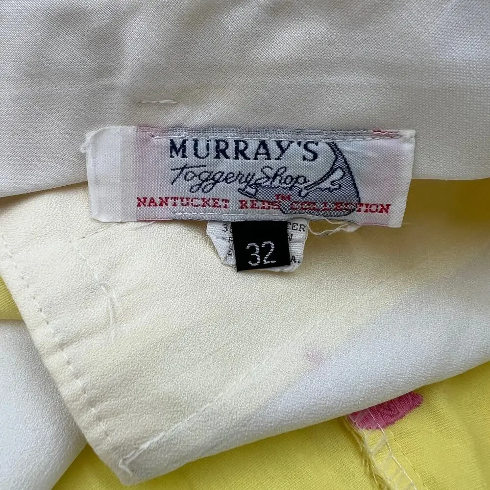 Murray's Togglery Shop Nantucket Embroidered Pig Shorts Yellow
